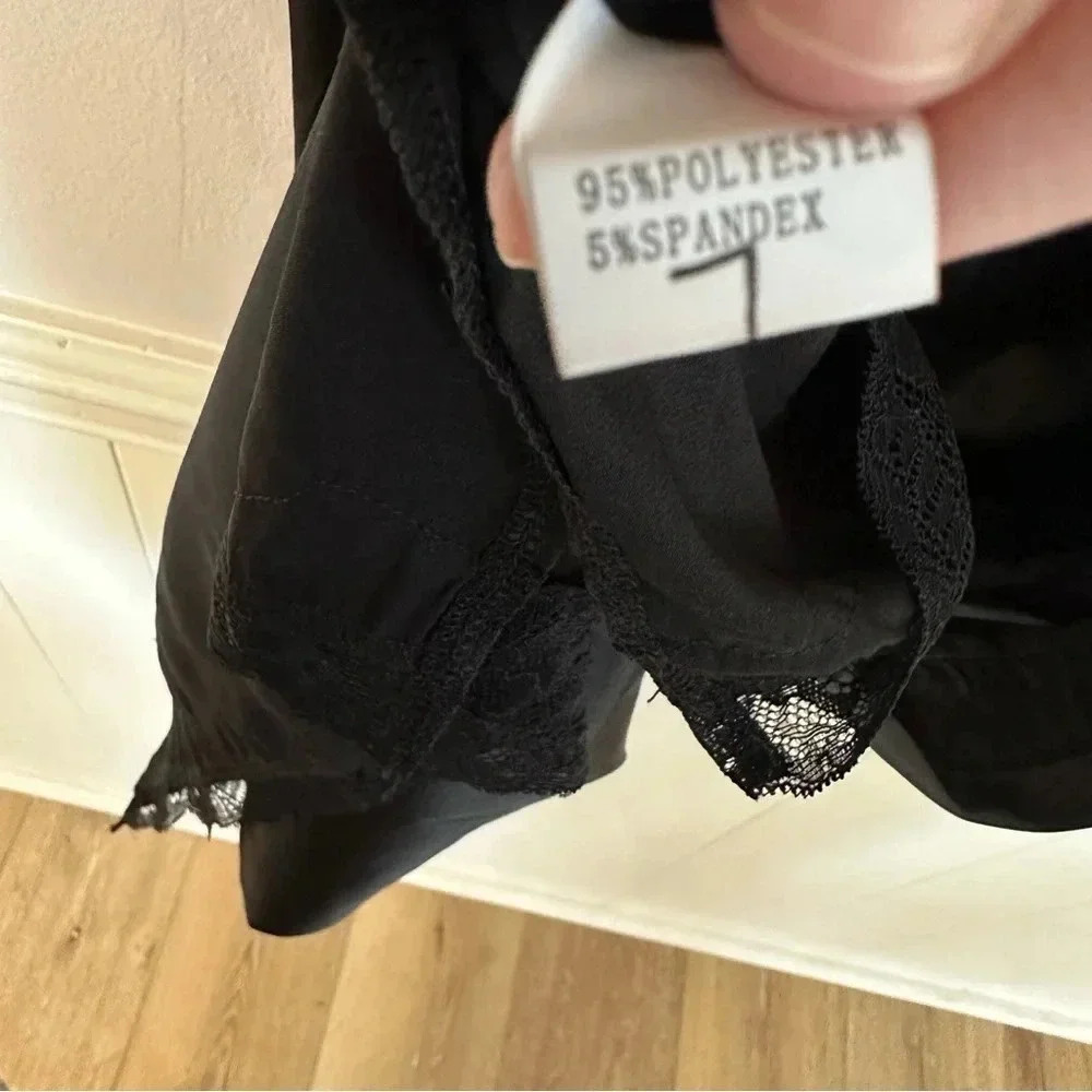 Rosedress Women's Black V-Neck Lace Satin Slip Dress with Straps Size M NWT - Picture 10 of 14